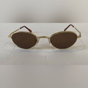 Vintage Oval Sunglasses with Goldtone Metal Frames